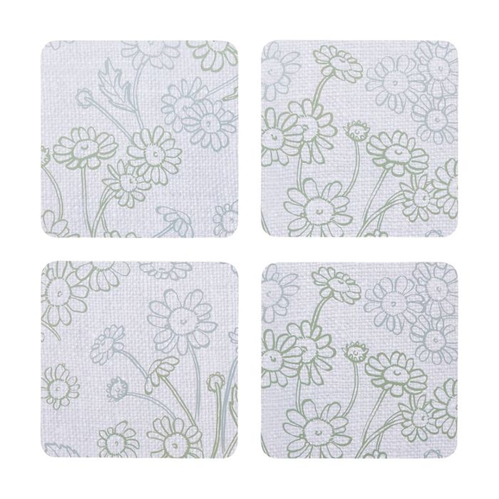 4pc Ecology Chamomile Floral Coasters Set 10cm Multi Coloured