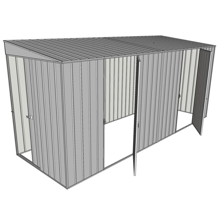 Build-a-Shed 1.5 x 4.5 x 2m Sliding Door Tunnel Shed with Side Doors - Zinc