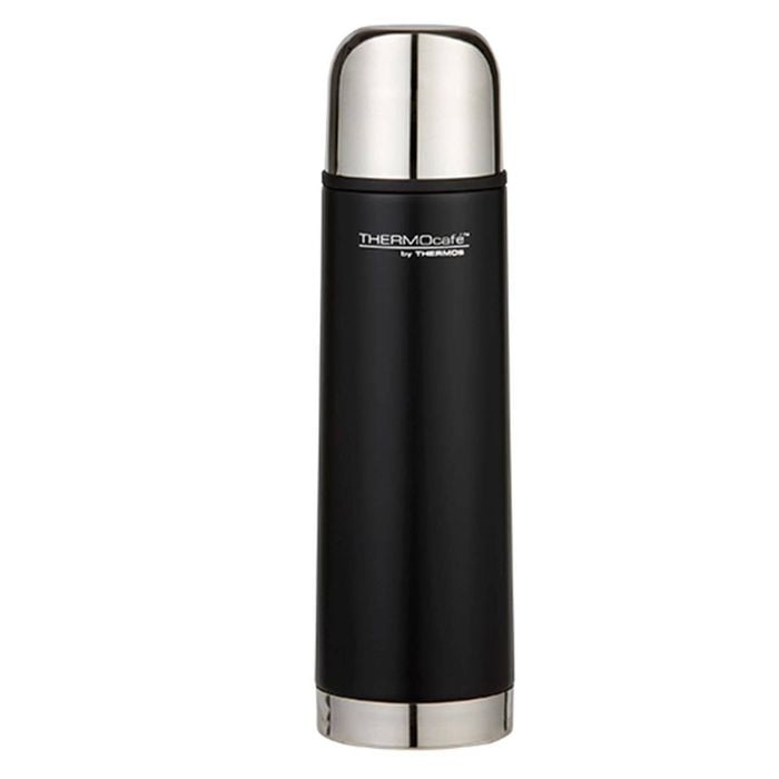 Thermos Thermocafe1 Litre Stainless Steel Slim Vacuum Insulated Flask - Black