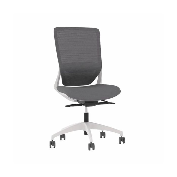 Olg Engage Office Chair No Arms Mesh Back Light Grey Seat White Base