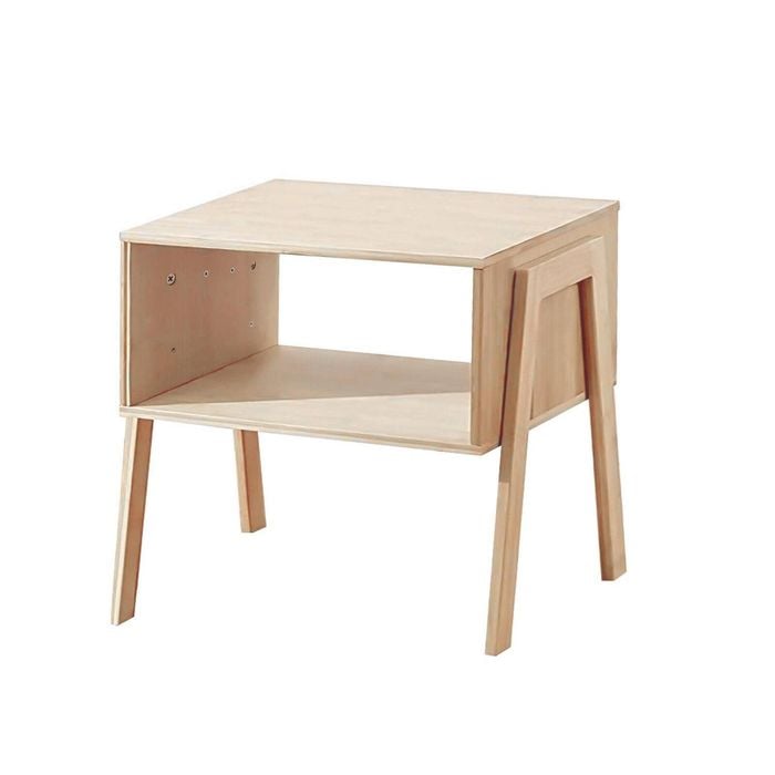 Lauft Solid Wood Side End Table Storage Shelf Bedside Table Bedroom Nightstand