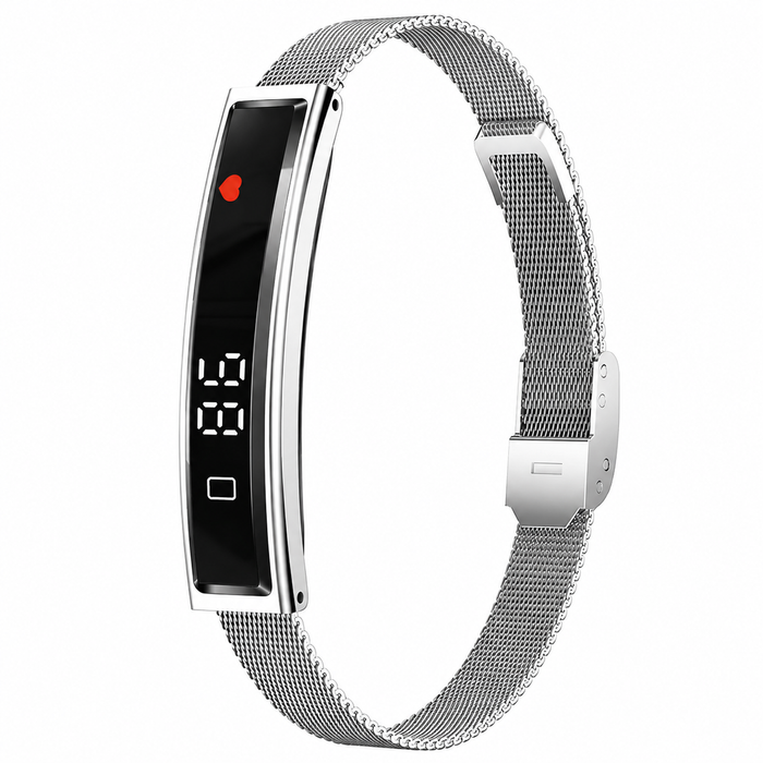 Smart Bracelet Fitness Tracker Heart Rate Monitor Ip68 Waterproof Sports Smart Watch For Android & Iphone Silver