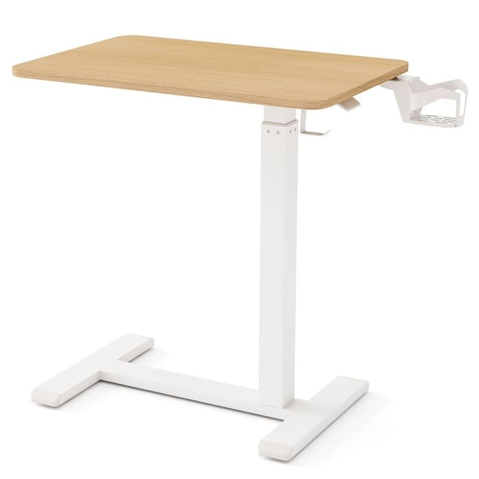 Costway Mobile Standing Desk Overbed Laptop Table Natural