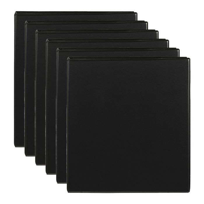 6x Marbig Clearview 2 D-ring Insert Binder A4 File 38mm Document Organiser Black