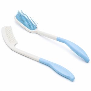 EQUIPMED Long Handle Hair Brush & Comb Set, Easy to Use Ergonomic Detangling Padded Hairbrush, Grooming Aid for Elderly