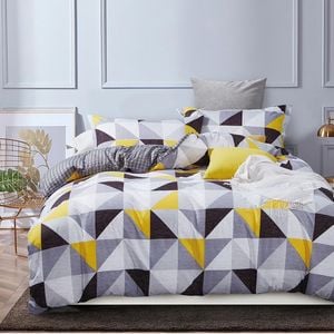 Fabric Fantastic Geometric King Size Quilt/doona/duvet Cover Set