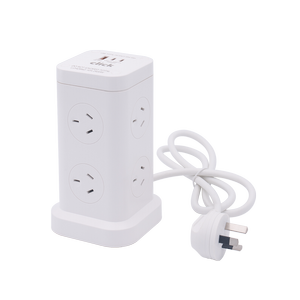 Click 6 Outlets Mini Tower Power Board with USB Charger