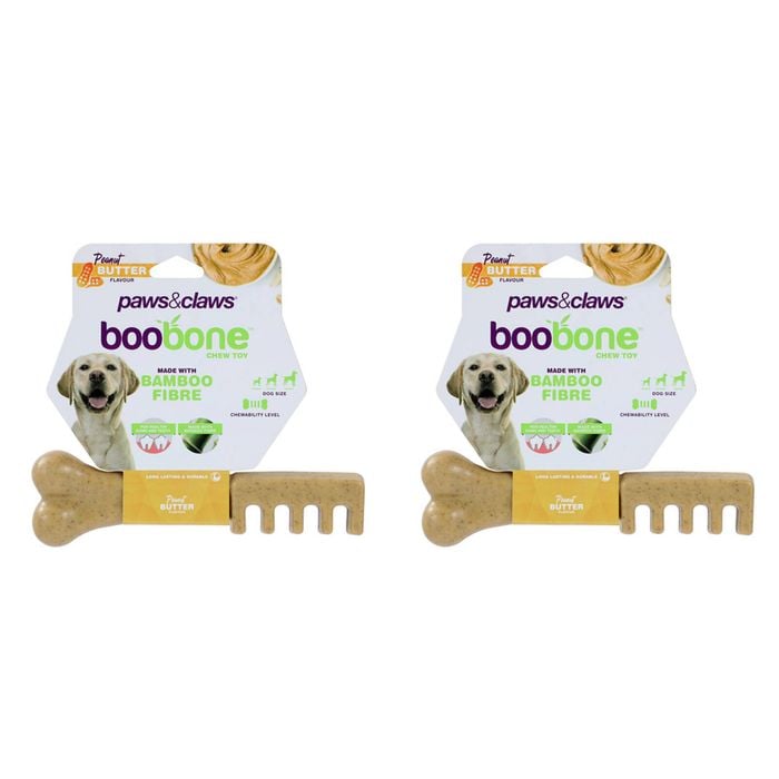 2x Paws & Claws Boobone Toothbrush Peanut Butter 18.5cm