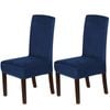 Smarcute Stretch Velvet Dining Chair Covers Set Of 2 Furniture Protector Navy