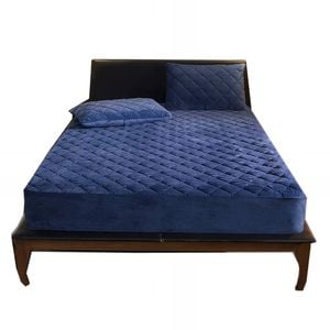 Anycozy Crystal Velvet King Mattress Cover – Navy Blue Thick Quilted Soft Plush Sheet