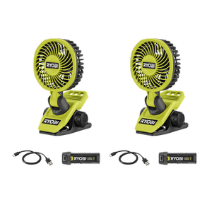 Ryobi USB Lithium Mini Clamp Fan 2Ah Kit - 2 Pack