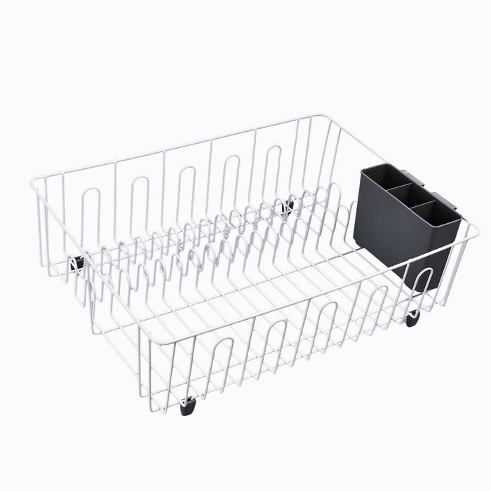 All Set Large Dish Rack With Cutlery Cup