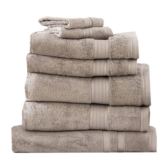 7pc Renee Taylor Towel Set Stella 650 Gsm Super Soft Bamboo Cotton Pewter