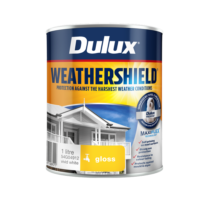 Dulux 1L Vivid White Gloss Weathershield Exterior Paint