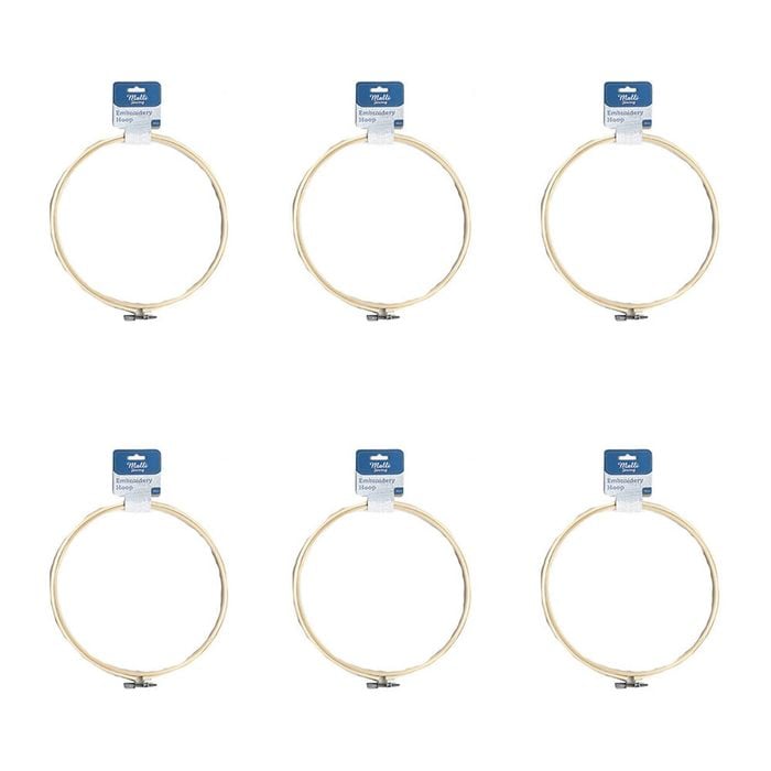 6pk Malli Sewing Round Wooden Embroidery/cross Stitch Diy Fabric Hoop 20cm Brown