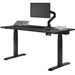 Desky Dual Sit to Stand Black Melamine Desk 1200x750mm Matte Black Height Adjustable Legs