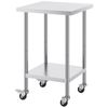 Vevor 610x610x954.6mm Stainless Steel Work Table Silver for Restaurant Home Hotel