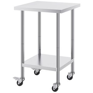 Vevor 610x610x954.6mm Stainless Steel Work Table Silver for Restaurant Home Hotel