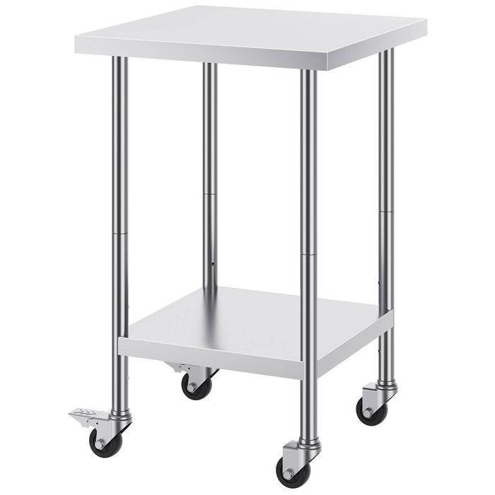 Vevor 610x610x954.6mm Stainless Steel Work Table Silver for Restaurant Home Hotel