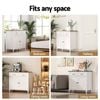 Homfurn 90cm Buffet Sideboard – 2 Drawers + Inner Shelves, Walnut Top, White Cabinet, Anti-tip Kit