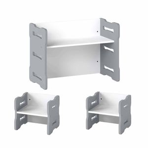 Costway Activity Table Chair Set Convertible Study Play Desk Stools Grey
