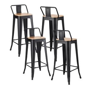Artiss Bar Stools x4 77cm Stackable Metal Black