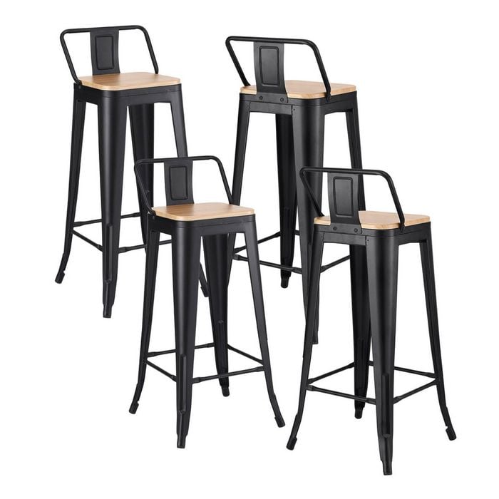 Artiss Bar Stools x4 77cm Stackable Metal Black