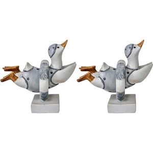2PK LVD Swimming Duck Resin Figurine Home/Lounge Decor 13.5cm