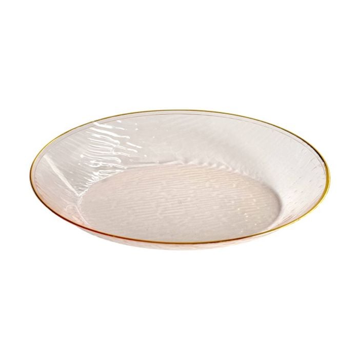 6x 10pc Partyware Reusable Heavy Duty Oval Bowl Set W/ Gold Rim 155x98x30mm