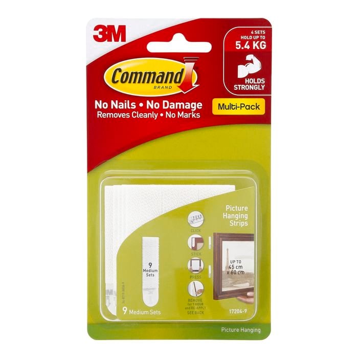 Command Medium White Adhesive Picture Hanging Strips - 9 Pack