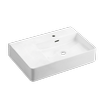 Johnson 605mm x 430mm Suisse White Wall or Counter Top Mounting 1 Taphole Left Hand Shelf Basin