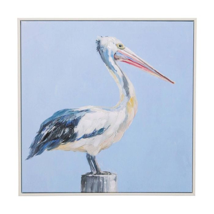 Lvd Hand-finished Wood Framed Canvas Pelican Print Home Decor 60x60cm
