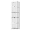 Oikiture Display Cabinet Slim Storage 5-Tier Shelves Clear Bookcase Rack White