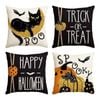 Catzon 4 Pcs Scary Throw Pillow Covers Linen Cushion Case for Decor 40X40cm