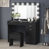 Alfordson Dressing Table Stool 5 Drawers Black