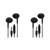 2PK Liquid Ears Everyday 3.5mm Wired Bud Earphones with Mic Black