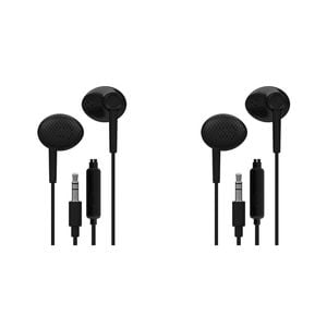 2PK Liquid Ears Everyday 3.5mm Wired Bud Earphones with Mic Black
