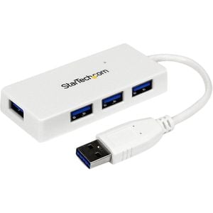 StarTech.com Portable 4 Port SuperSpeed Mini USB 3.0 Hub - 5Gbps - White - Add four external USB 3.0 ports
