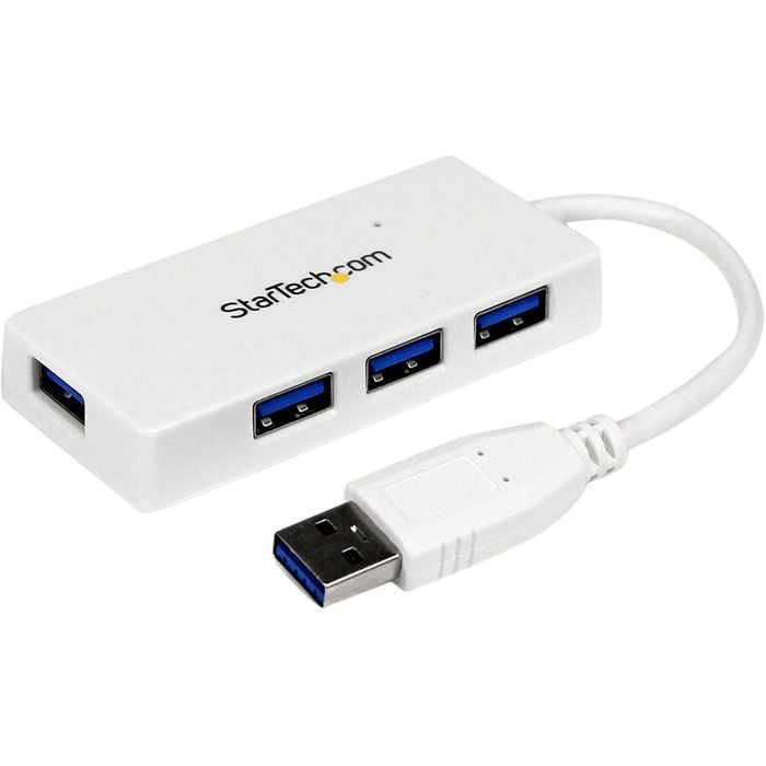 StarTech.com Portable 4 Port SuperSpeed Mini USB 3.0 Hub - 5Gbps - White - Add four external USB 3.0 ports