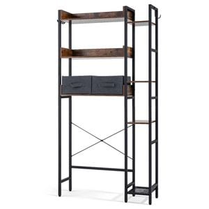 Costway Over Toilet Storage Rack Cabinet 7Tier Shelf Organizer Drawer Hook