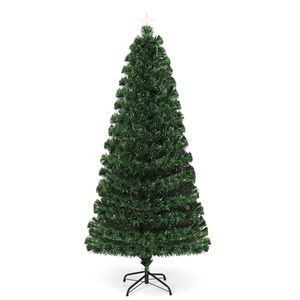 Costway 214cm Halloween Christmas Tree w/Bendable Top Black Holiday Decor 340 LEDs