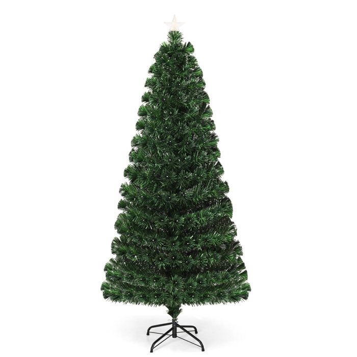 Costway 214cm Halloween Christmas Tree w/Bendable Top Black Holiday Decor 340 LEDs