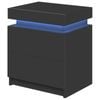 Ufurniture Bed Side Table LED RGB 2 Drawers Nightstand With Lift Up Storage Cabinet Black