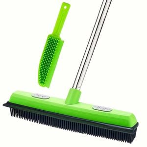 Pet Hair Rubber Broom with Carpet Brush