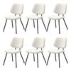 Oikiture 6x Dining Chair Vintage Retro Sherpa Kitchen Padded Lounge White