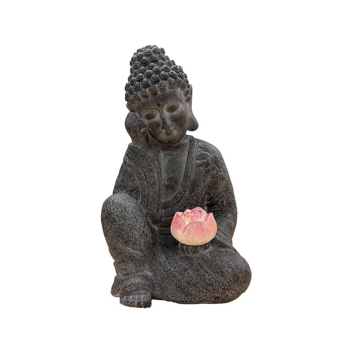 Cole & Bright Solar Meditating Buddha With Lotus