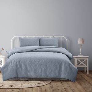 Ardor Boudoir Queen Bed Quilt Cover Set Lottie Pinsonic Embossed Bluebell