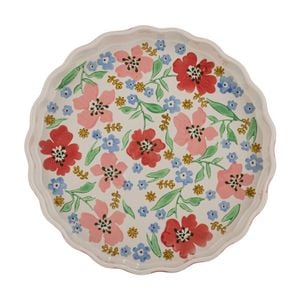 Ladelle Camille Pie Dish Baking Kitchen Bakeware Hand-painted Florals