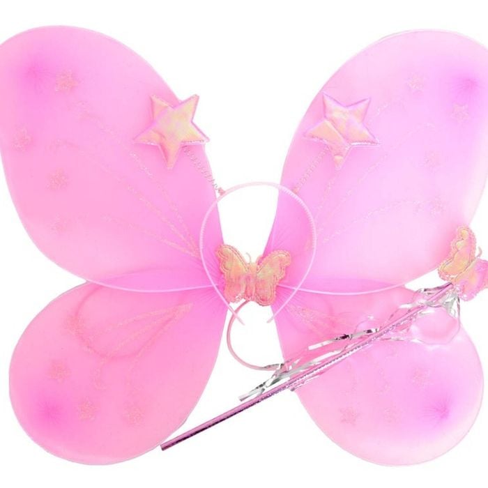 Girls Kids Angel Fairy Butterfly Wing Fancy Princess Costume Party Light Pink