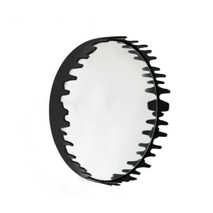 Best World  46cm Black Amaz Ultra Metal Decor Round Mirror